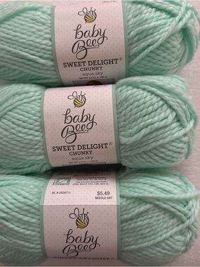 Lot of 3 Baby Bee Sweet Delight Chunky Yarn - Aqua Sky, New